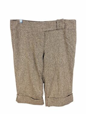 Trina Turk Brown Tweed Tailored Low Rise Capri Pants Size 8 Wool Silk Blend